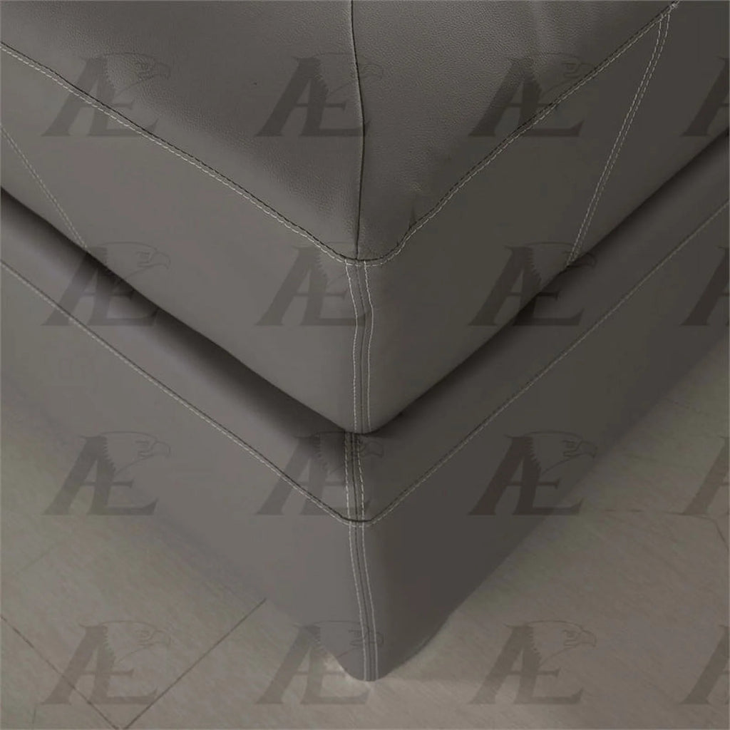 Gray Faux Leather Sectional with Right Facing Chaise S545