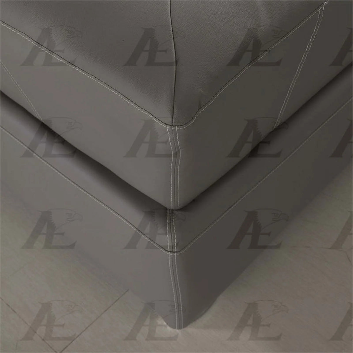 Gray Faux Leather Sectional with Right Facing Chaise S545