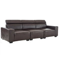 Retro PU Three-Seater Sofa Brown V7259