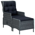 Dark Gray Poly Rattan Reclining Patio Chair with Footstool O87565
