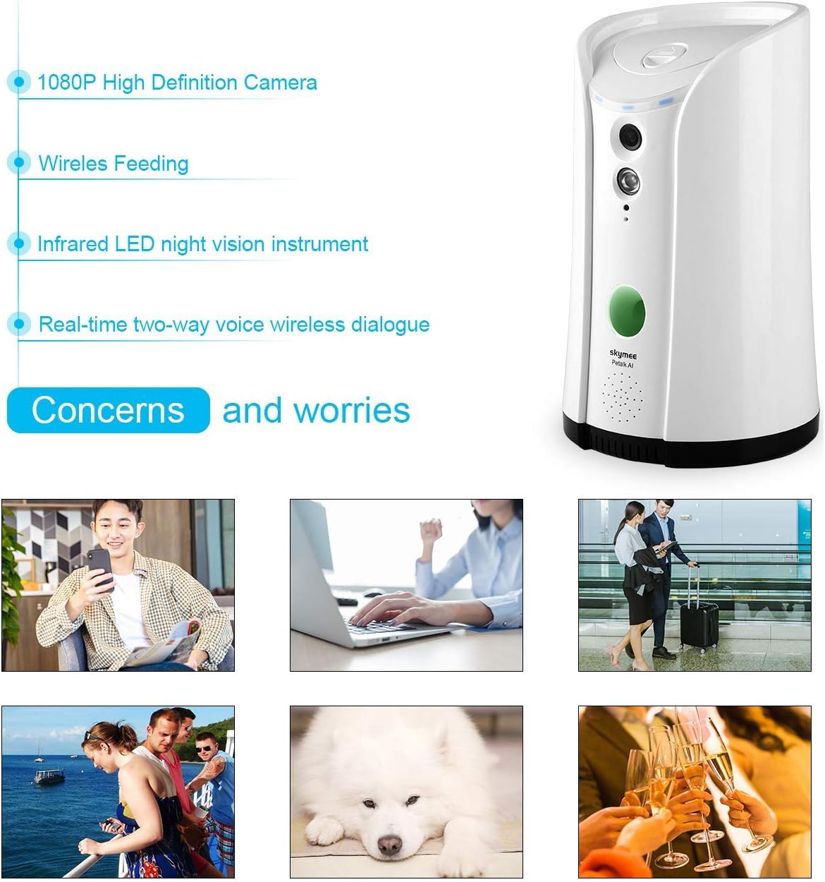 Dog Camera Treat Dispenser with Two-Way Audio and Night Vision V43221