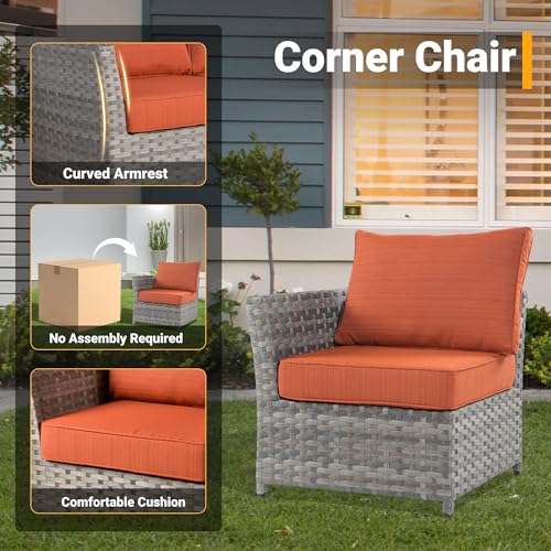 13 Piece Wicker Patio Furniture Set with Rocking Chair and Tea Table B59556