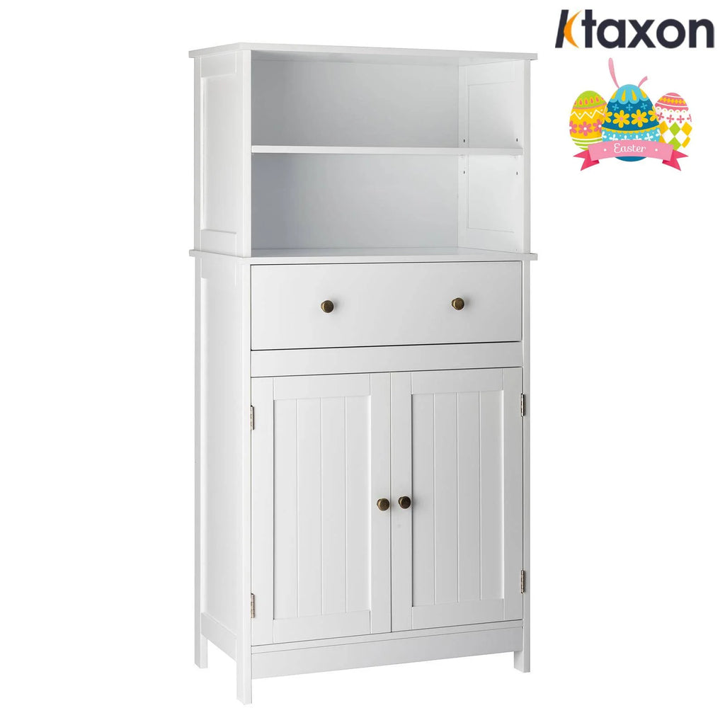 White Freestanding Bathroom Floor Cabinet with Drawer and 2 Doors Q398