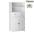 White Freestanding Bathroom Floor Cabinet with Drawer and 2 Doors Q398