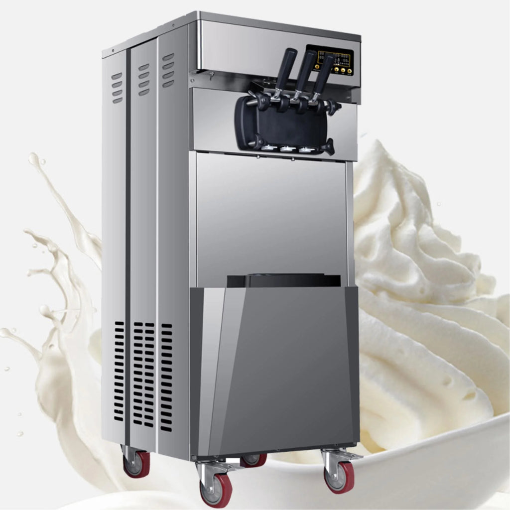 Commercial Three Flavors Ice Cream Maker with Stainless Steel Stand A354