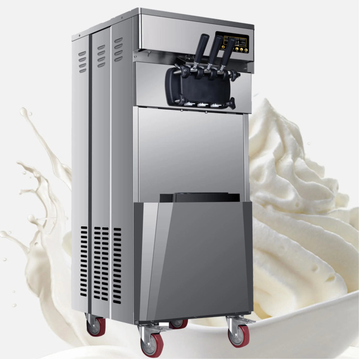 Commercial Three Flavors Ice Cream Maker with Stainless Steel Stand A354