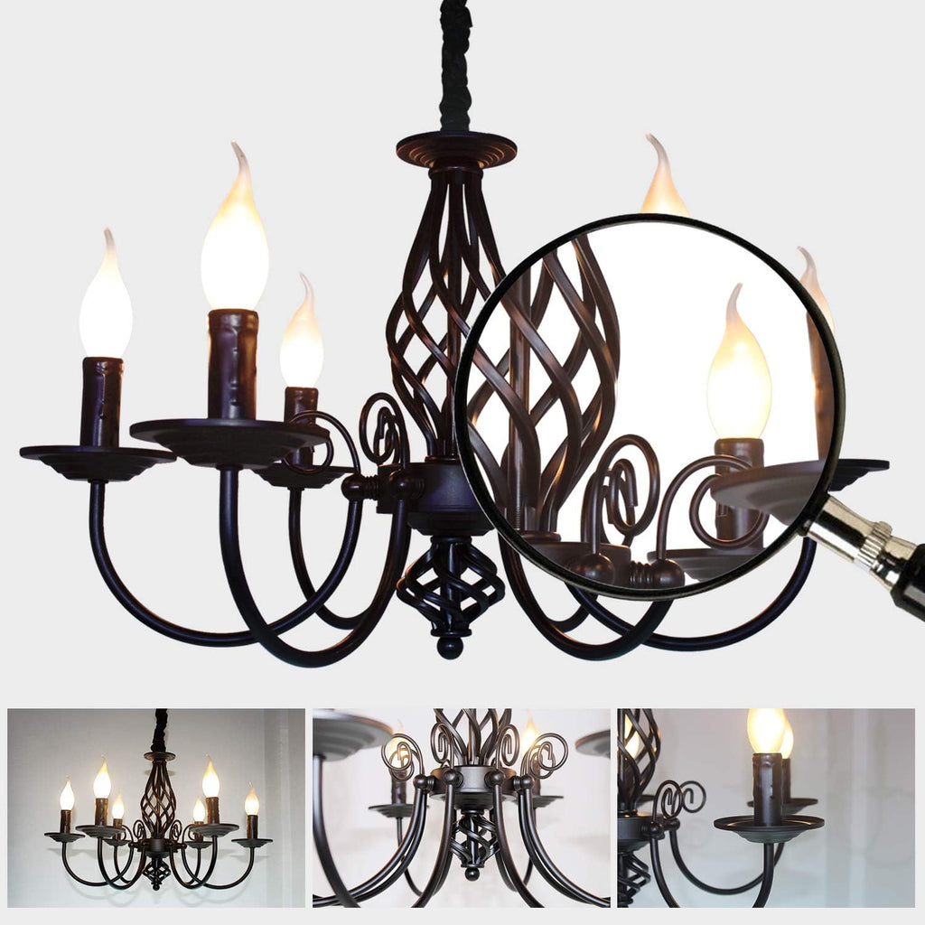 French Country 6 Lights Candle Chandelier U2847
