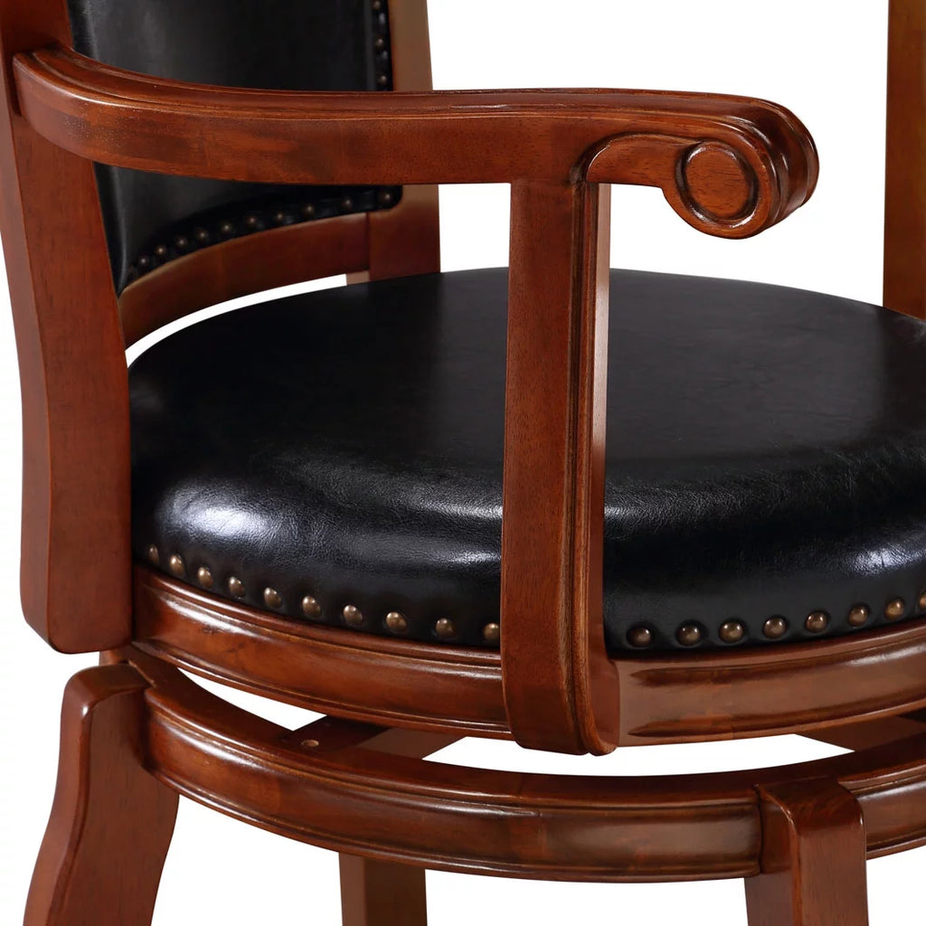 Black Cherry Wood Swivel Bar Stool with Arms E227