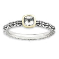 925 Sterling Silver & 14kt White Topaz Ring Size 8 H9179