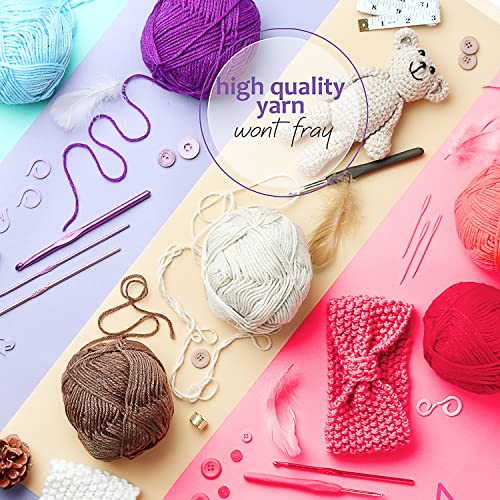 43 Piece Crochet Kit with 9 Crochet Hooks Set and 55 Yards of Yarn, Canvas Tote Bag S428