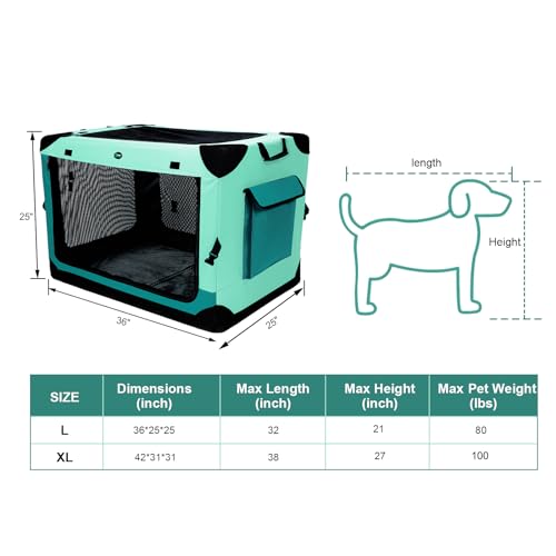 42 inch Collapsible Dog Crate with Durable Mesh Windows V725