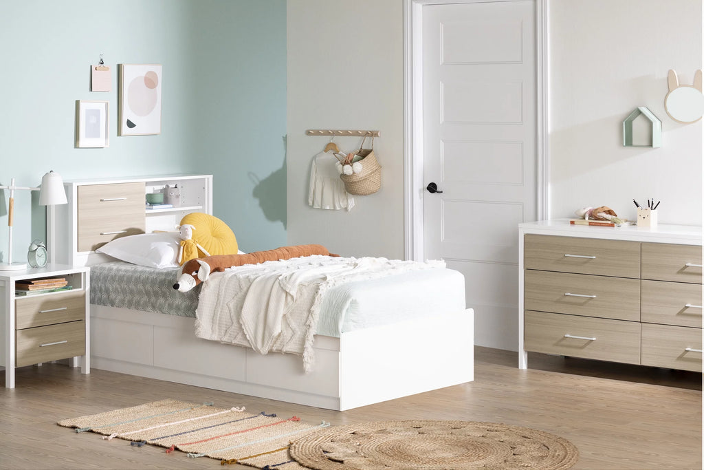 White Twin Metal Storage Bed H92867