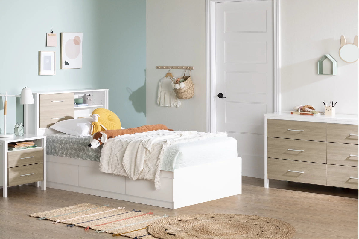 White Twin Metal Storage Bed H92867
