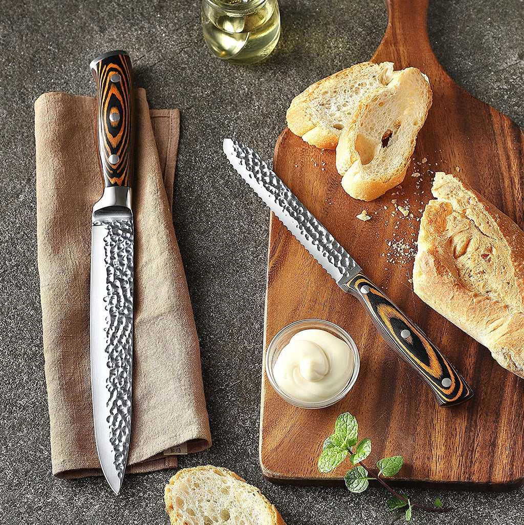 15-Piece Stainless Steel Knife Block Set with Built-in Sharpener I8106