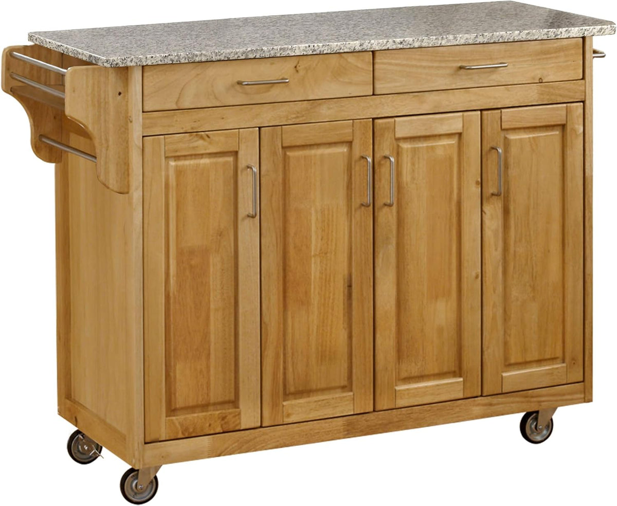 Natural Finish 4 Door Kitchen Cart with Cherry Top I645