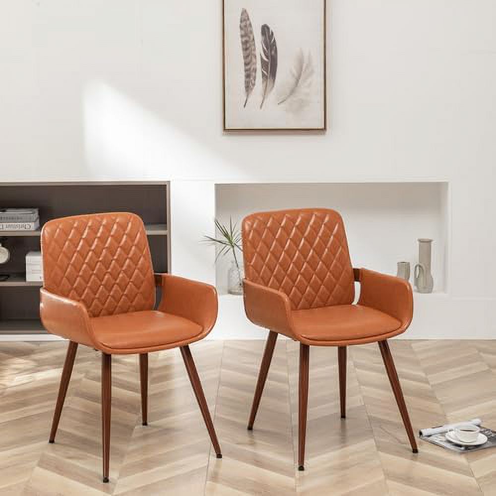 Beige Fabric Bentwood Frame Dining Chairs Set of 2 with Armrest Y146816