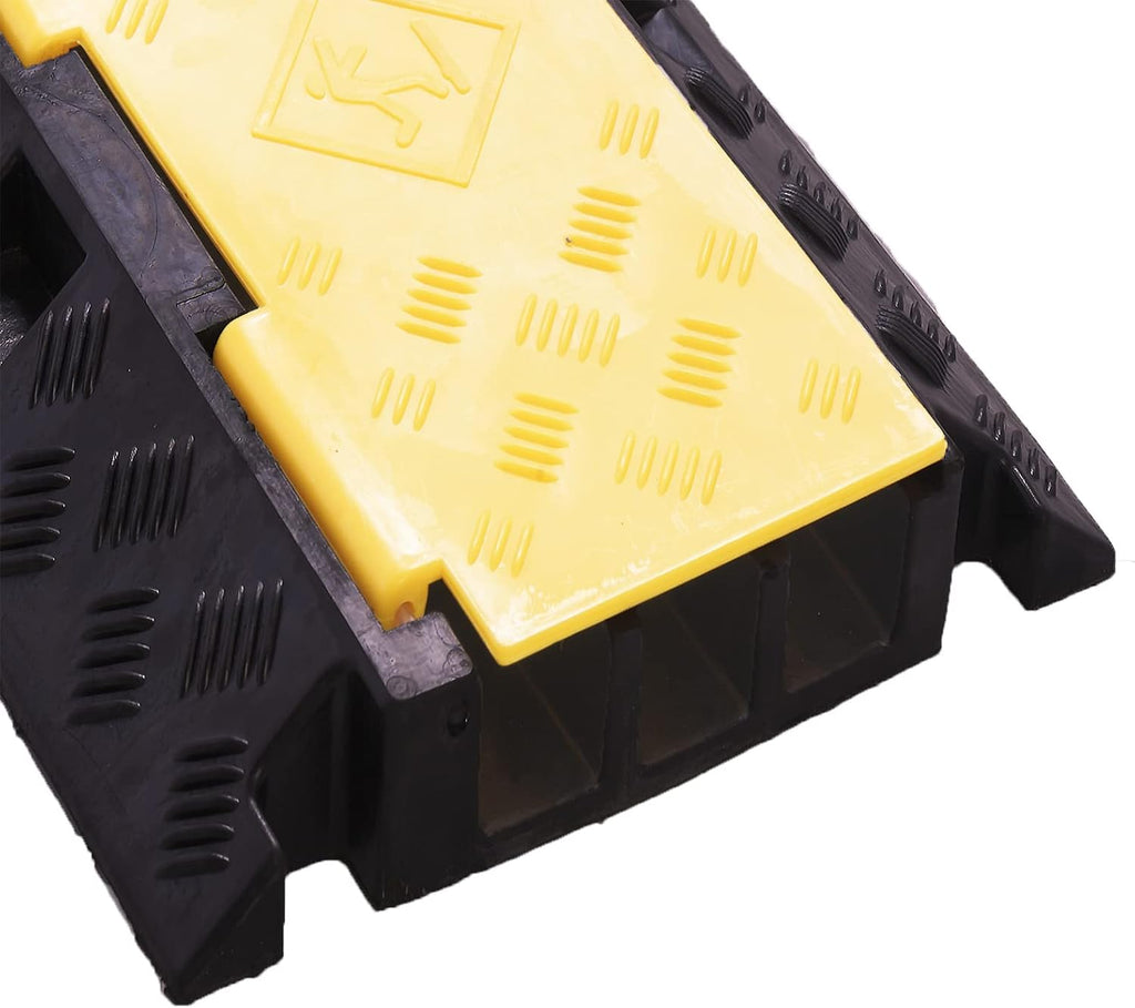 Cable Protector 2 Pack, 3 Channel PVC Rubber, 44000lbs Capacity Heavy Duty M8046