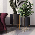 Black & Gold Set of 2 Planters X803894