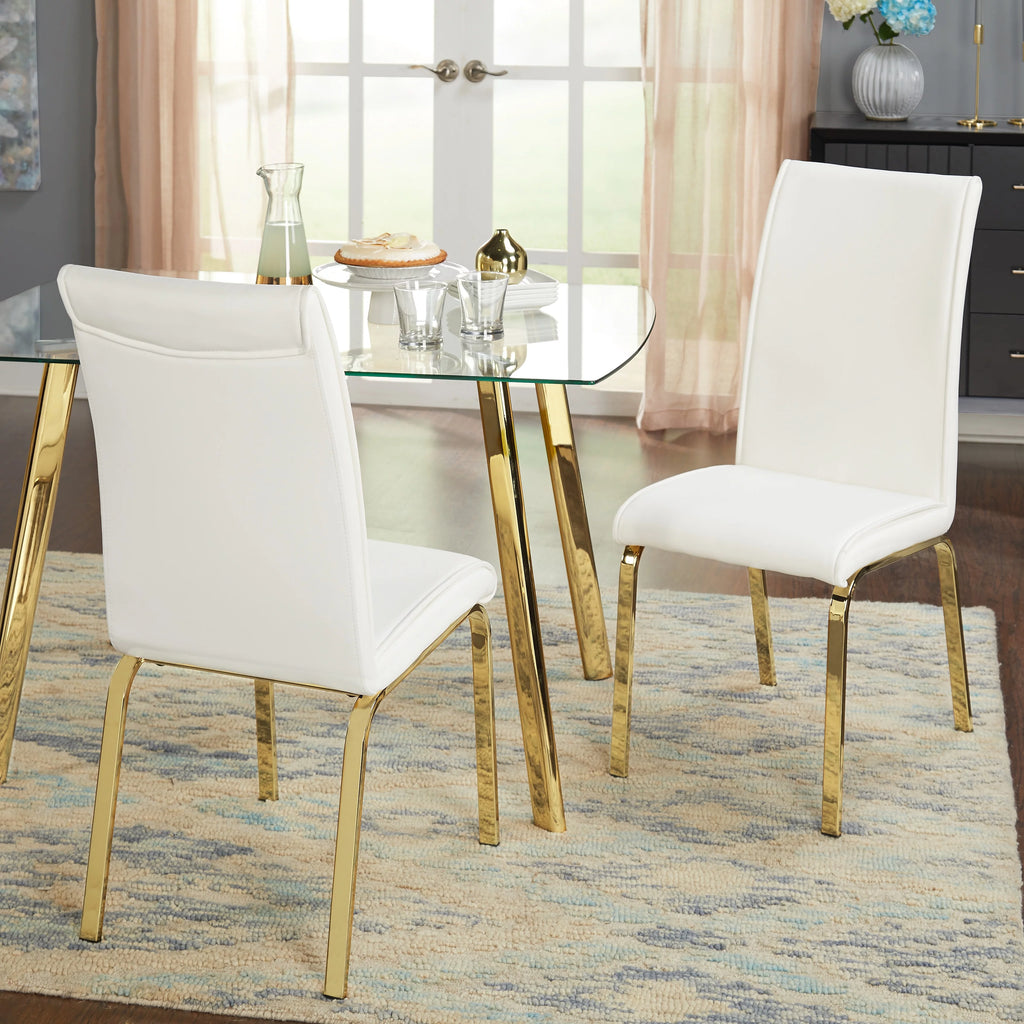 Gold Faux Leather Parsons Chairs Set of 2 Black W781