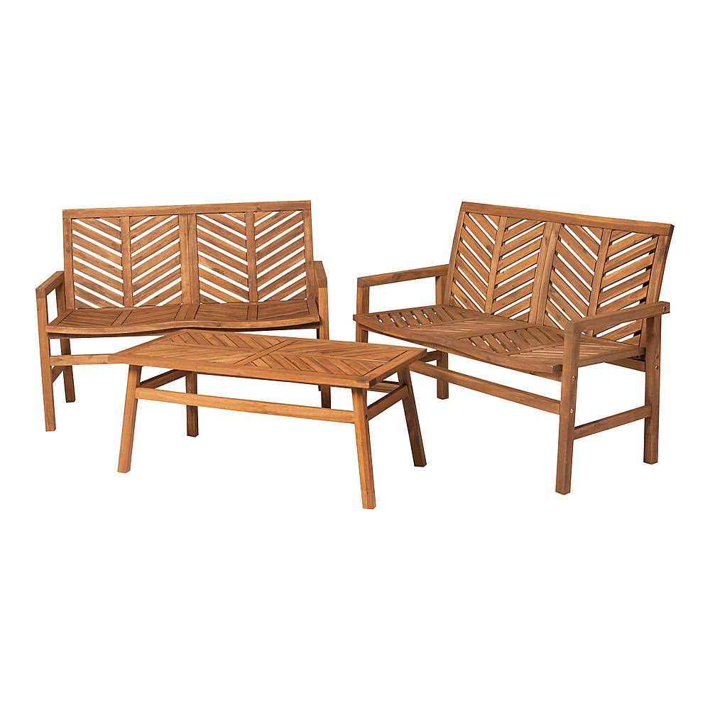 3-Piece Acacia Wood Patio Loveseat Chat Set G8574