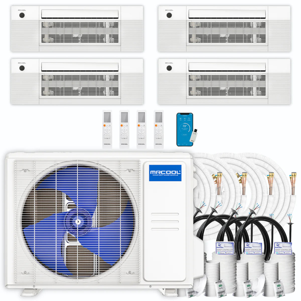 36,000 BTU 4 Zone Ceiling Cassette Ductless Air Conditioner and Heat Pump T3851