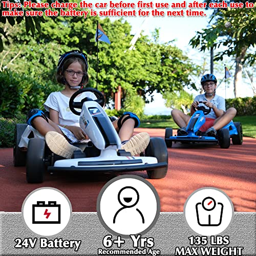 24V 10Ah Electric Go Kart with Drifting Function, 2WD Ride On Car, White G10220
