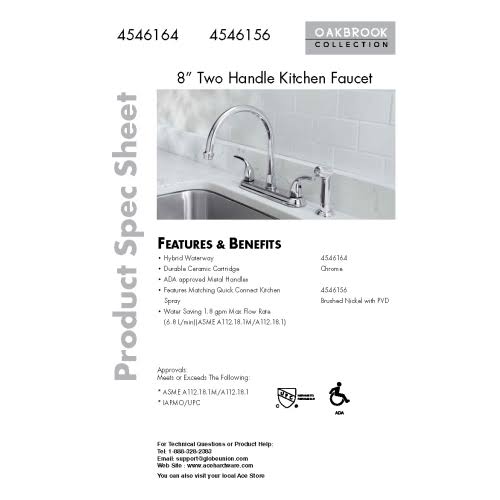 Brushed Nickel Two Handle Kitchen Faucet Side Spray C954
