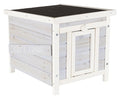Gray & White Fir Wood Outdoor Cat House with Raised Floor and Hinged Asphalt Roof X8025