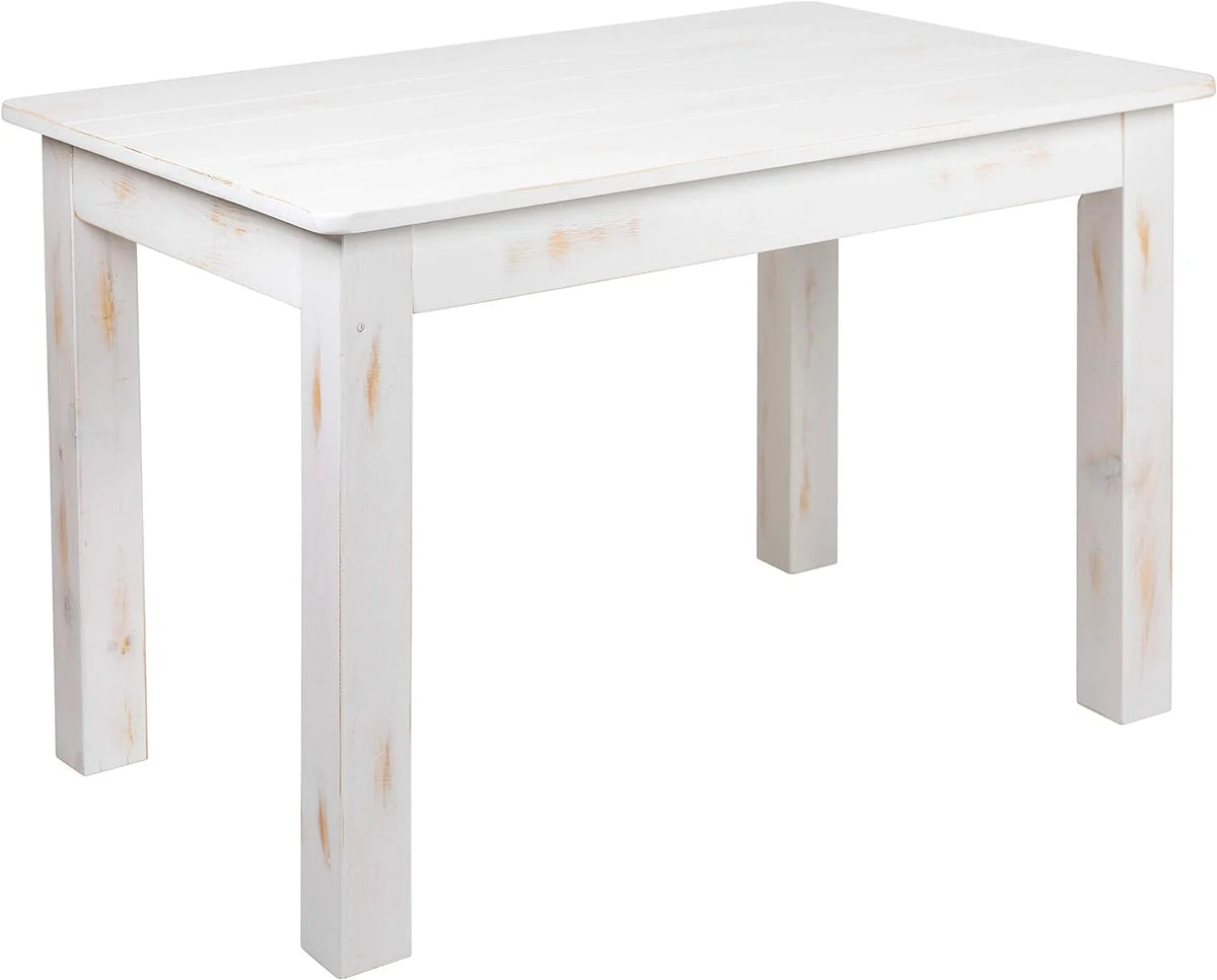 46" X 30" Rectangular Antique Rustic White Solid Pine Dining Table U92104