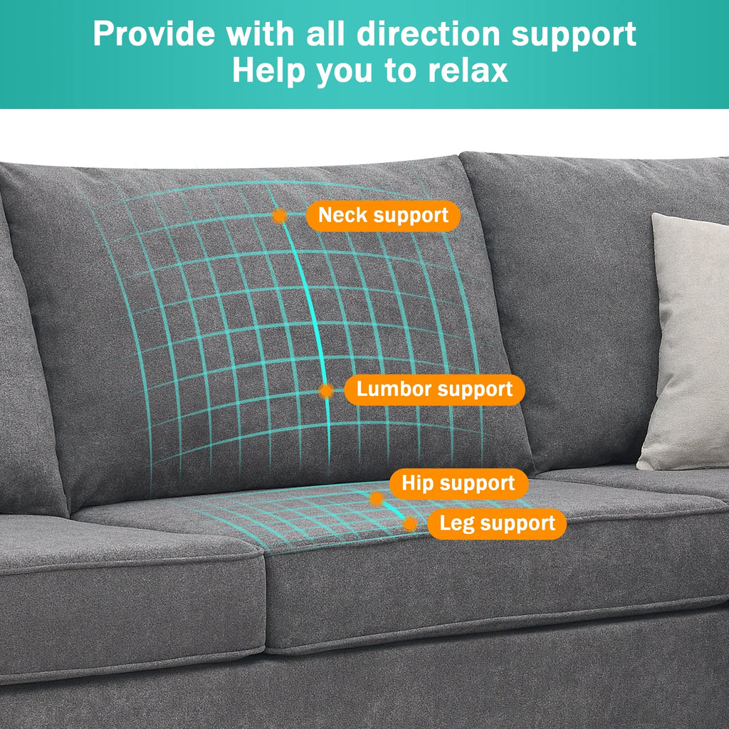 Gray Upholstered L Shaped Sectional Sofa U850
