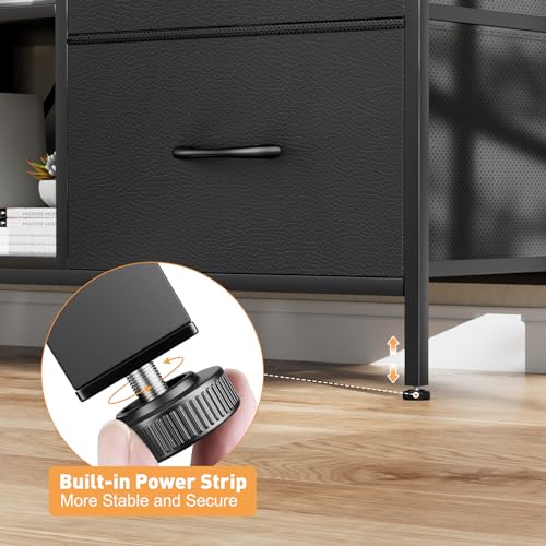 Black 4 Drawer TV Stand with Open Shelves K591885