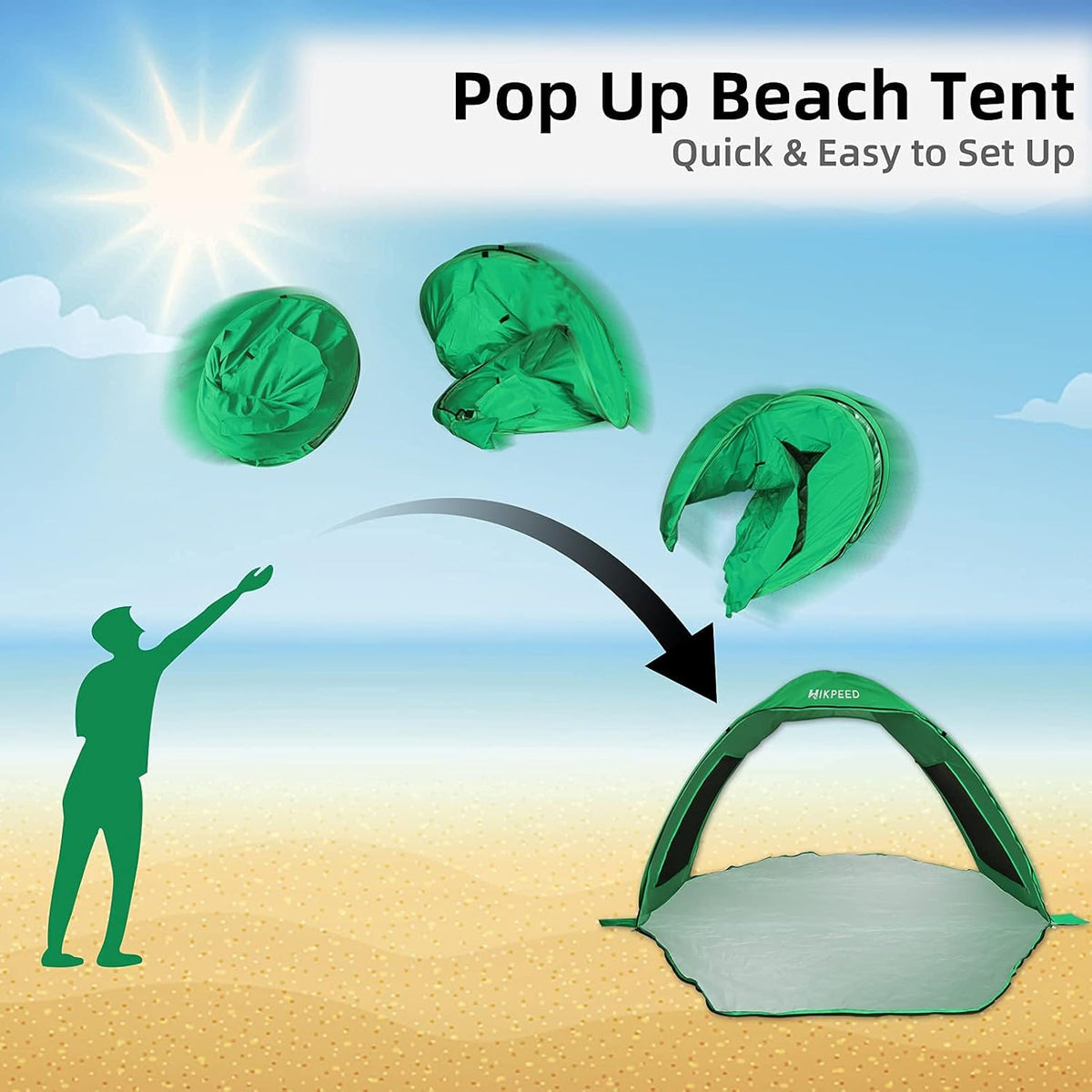 Pop Up Beach Tent for 3-4 Person with Carry Bag D8819