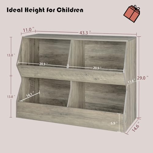 4 Cubby Wooden Toy Storage Bookshelf V460289