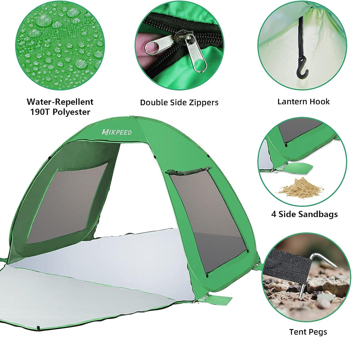 Pop Up Beach Tent for 3-4 Person with Carry Bag D8819