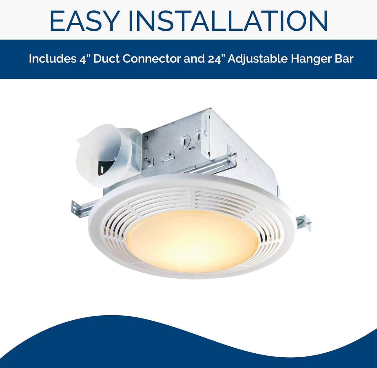 Exhaust Fan and Light with Glass Lens, 100 CFM H533965