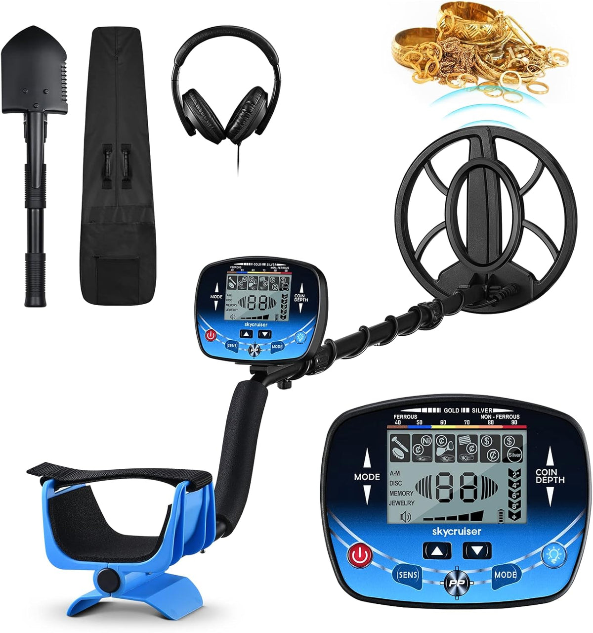 Waterproof Metal Detector with 10" IP68 Search Coil and Headphone B41716