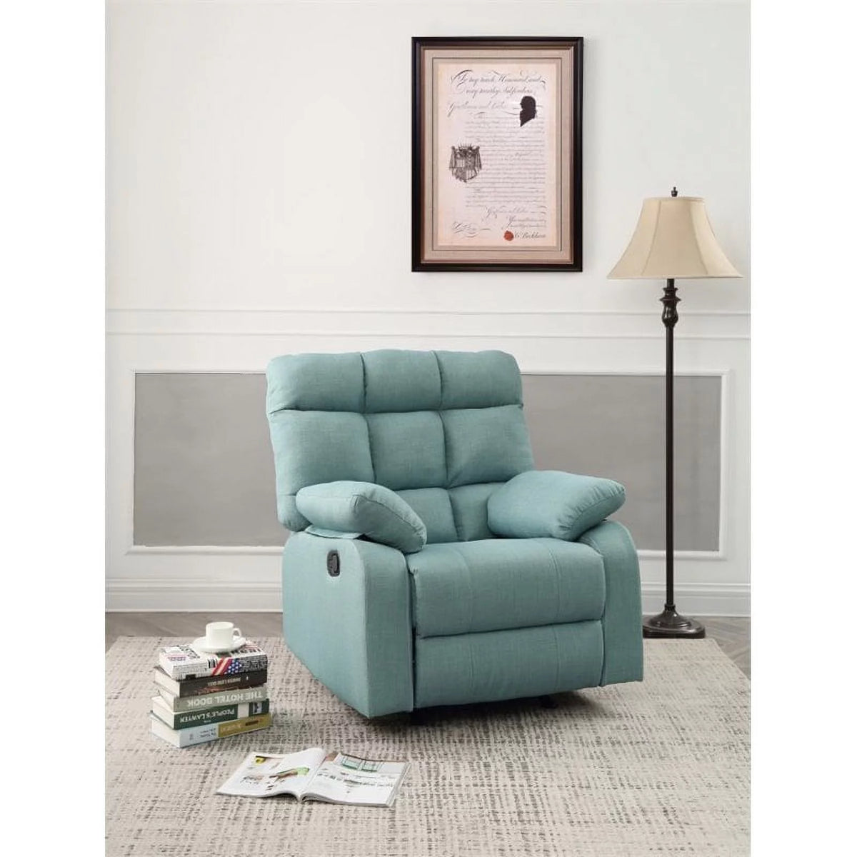 Teal Turquoise Fabric Rocker Recliner Z918488