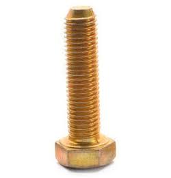 1 inch-14 x 2 inch UNS Grade 8 Hex Cap Screw Alloy Steel Yellow Zinc Plated Pk 5 O55341