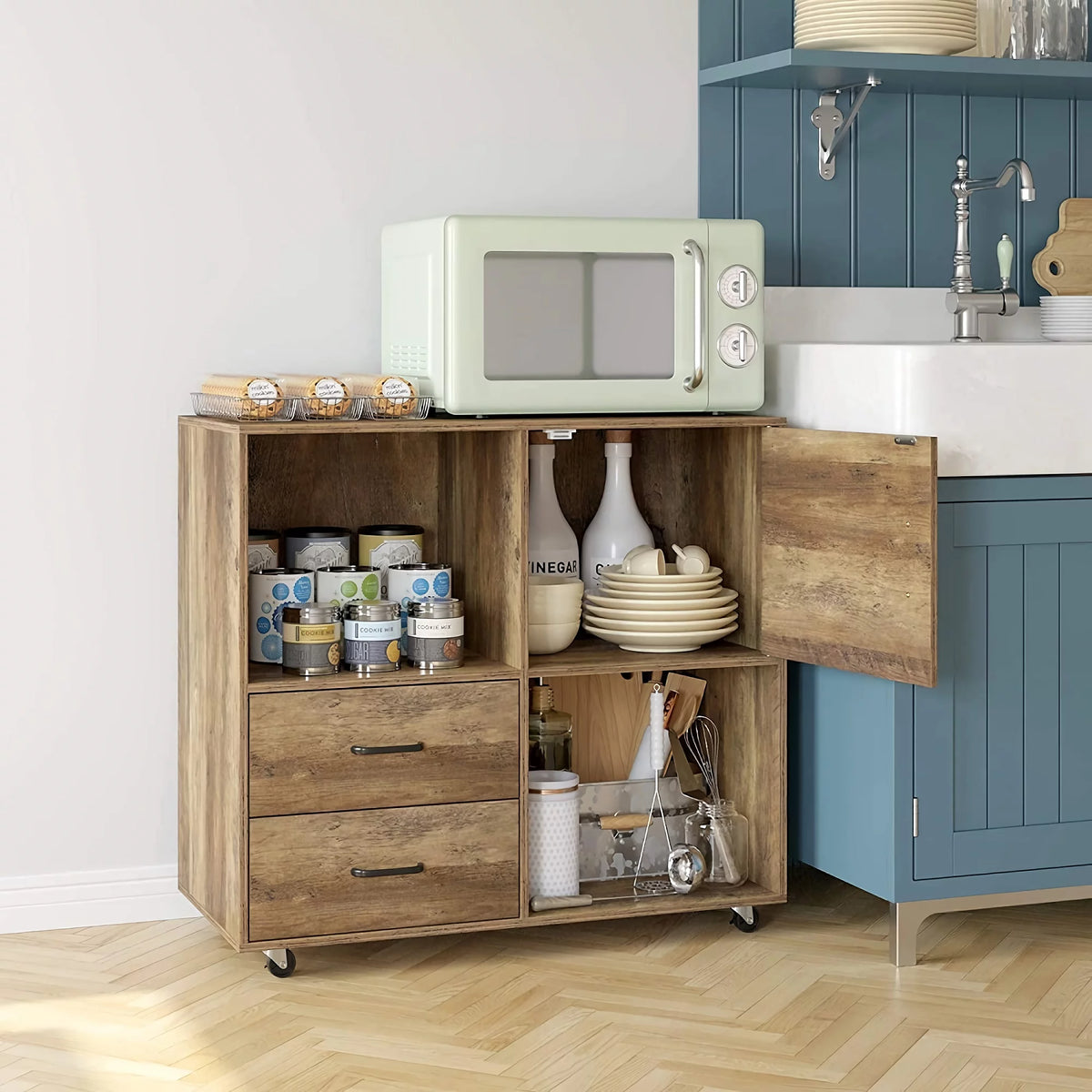 Wooden 2 Drawer File Cabinet with Wheels E35611