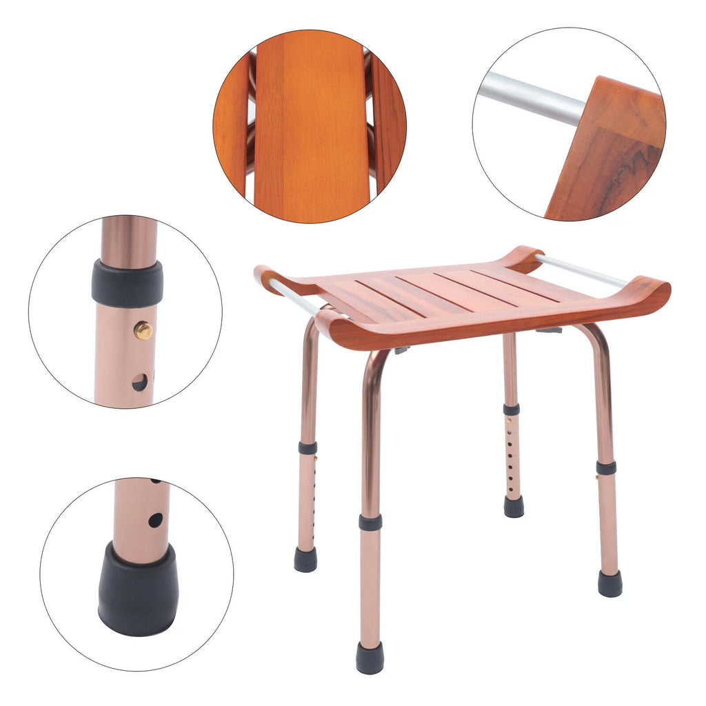 Adjustable Teak Bath Bench Shower Chair 300lbs I991577