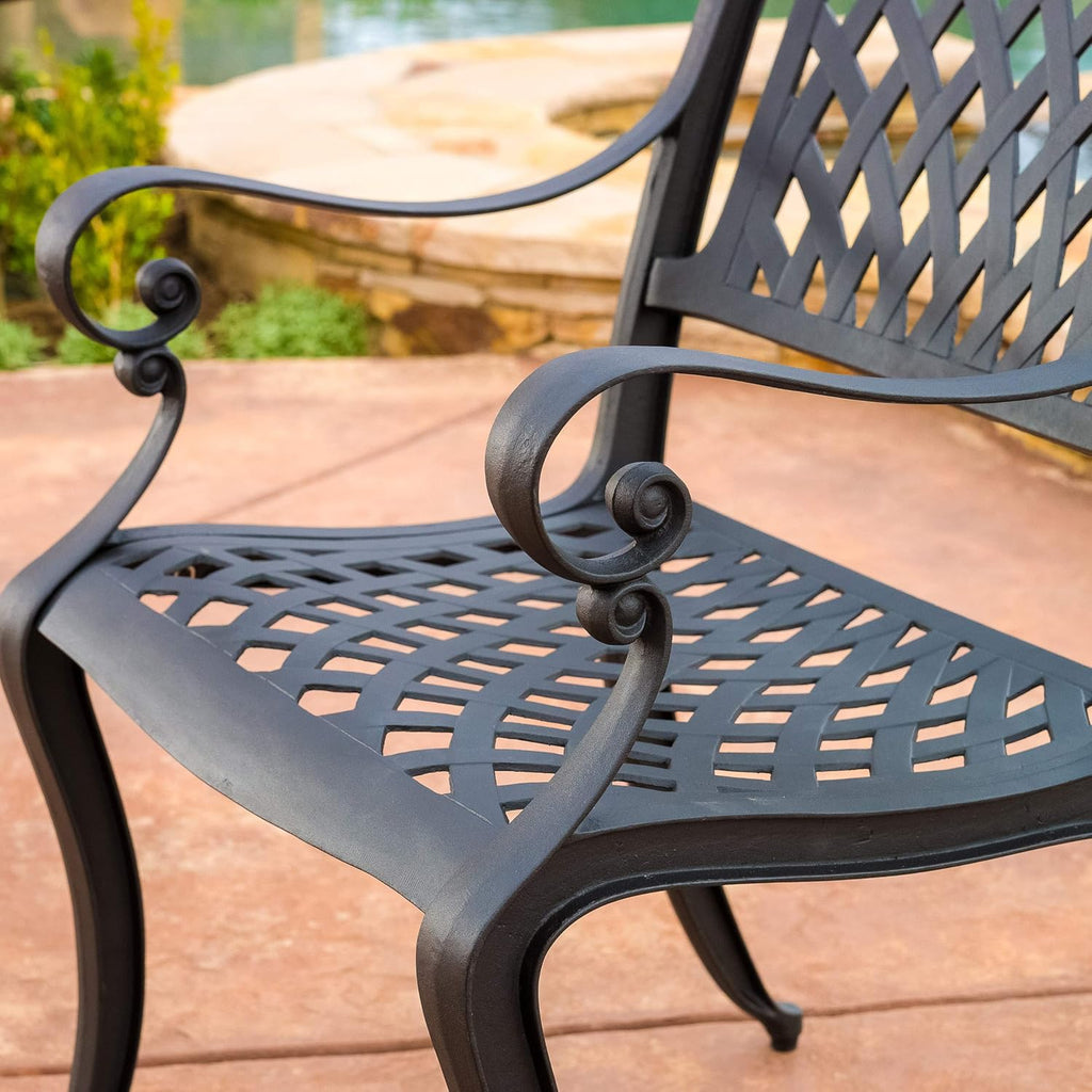 Black Sand Cast Aluminum Chairs 2-Pcs Set T563