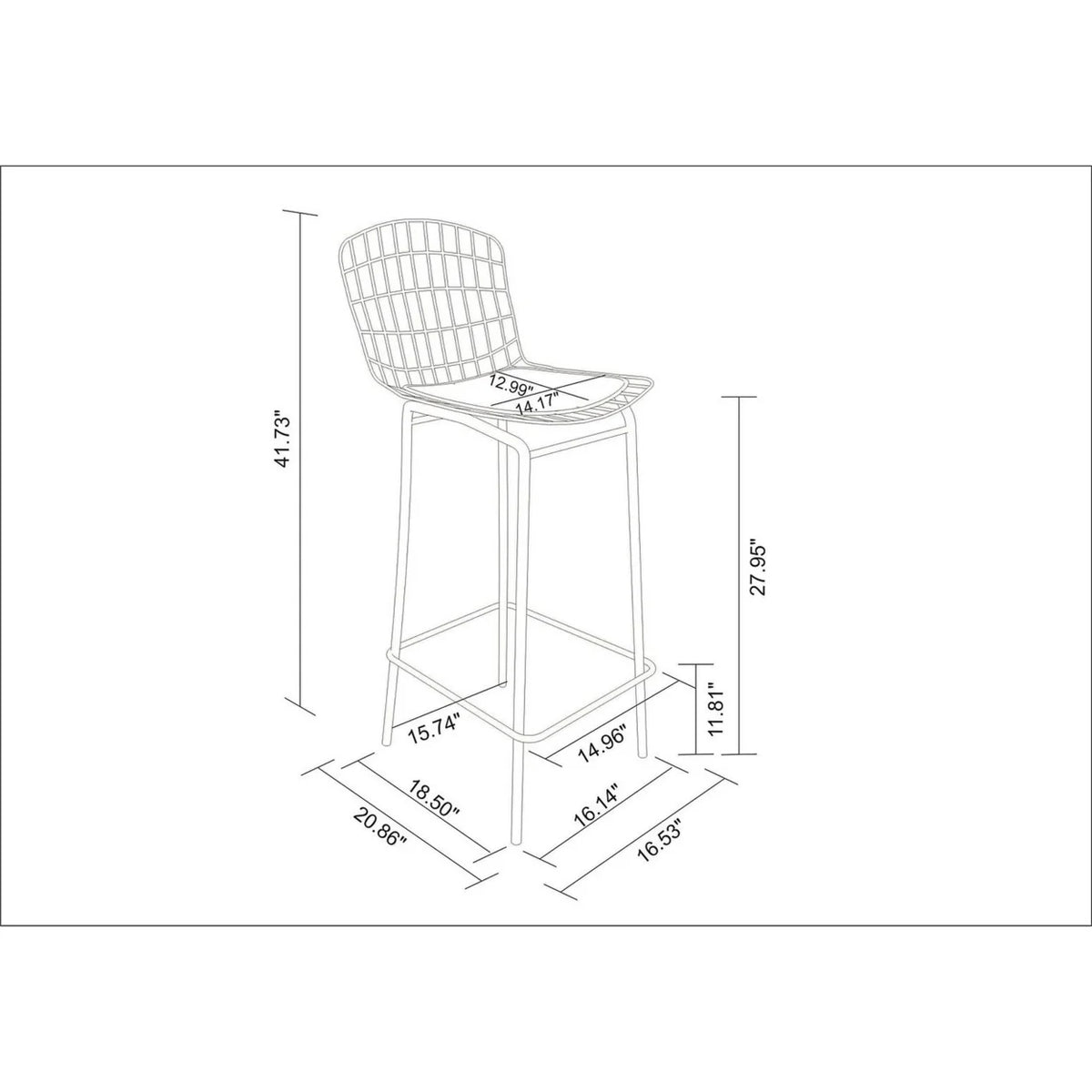 Black and White Barstool, Set of 3 with Seat Cushion I64971