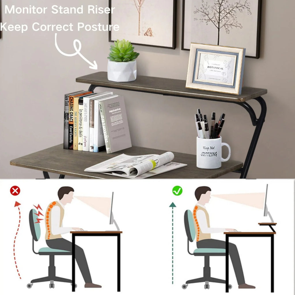 3 Pieces Kids Study Desk Chair Set with Bookshelf E825