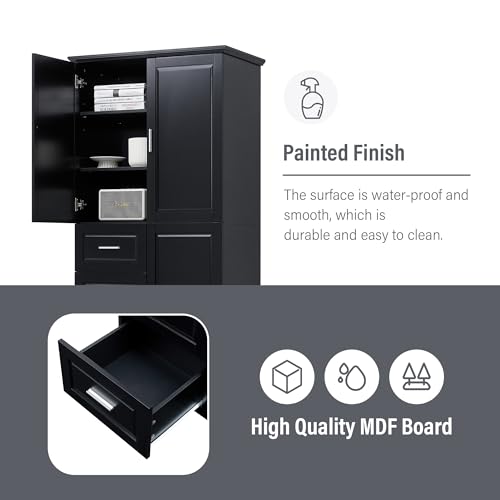 White 3 Door Tall Storage Cabinet with Adjustable Shelves and 3 Drawers Q7736