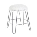 White Faux Fur Metal Vanity Chair P608