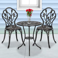 3-Piece Cast Aluminum Patio Bistro Set with Rust-Resistant Table and 2 Chairs O67574