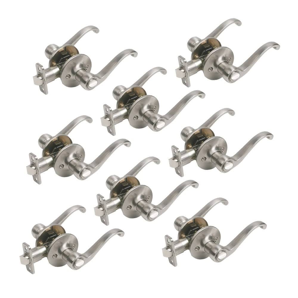8-Pack Privacy Door Lever, Satin Nickel T254