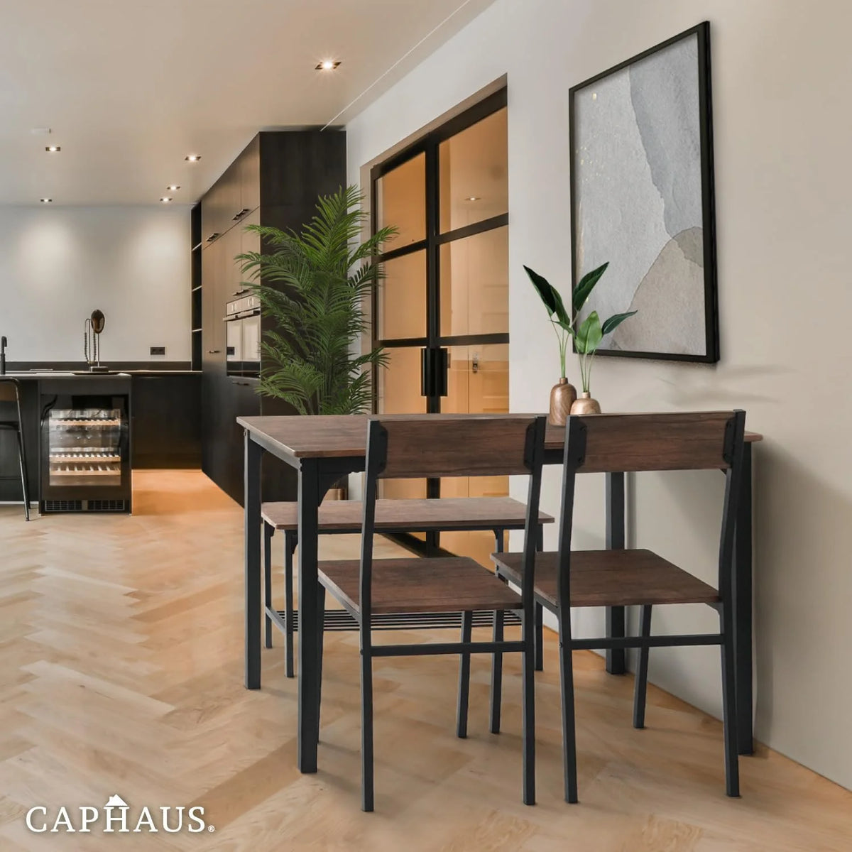 4 Pieces Dining Table Set with Bench and Chairs V461