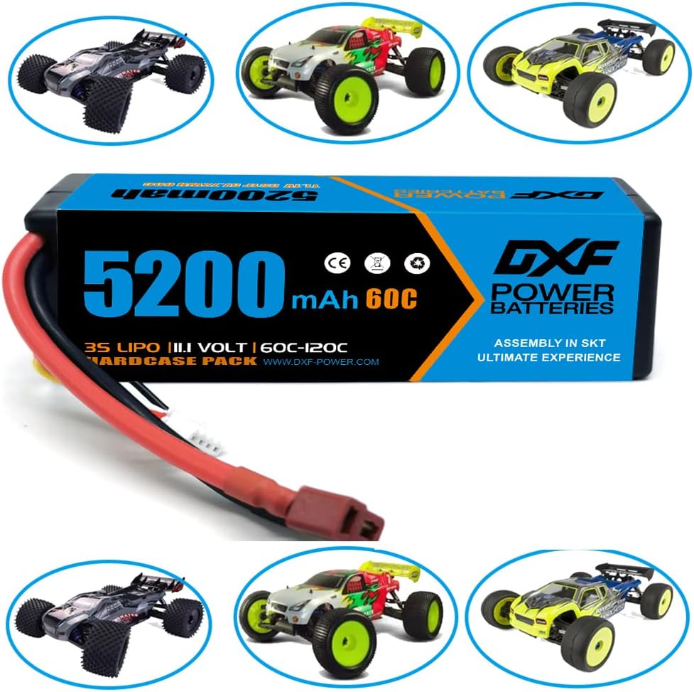 3S Lipo Battery 5200mAh 11.1V 60C Hard Case with Deans Connector (2 Pack) O838202