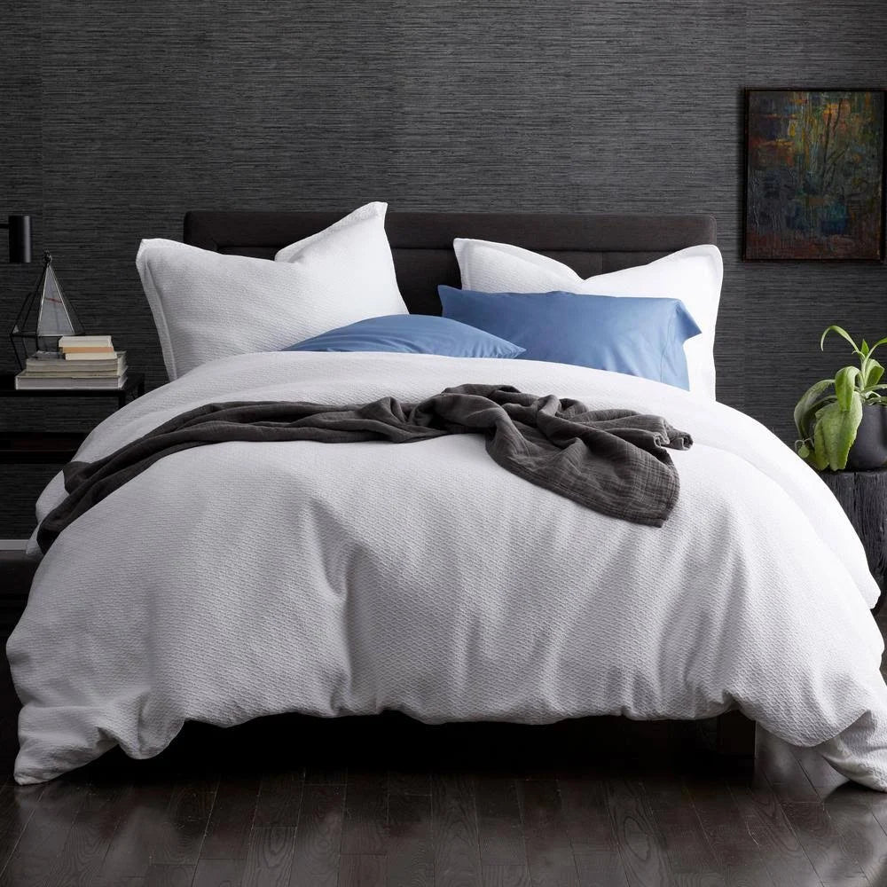 White Geometric Cotton Reversible Full Duvet Cover E4172